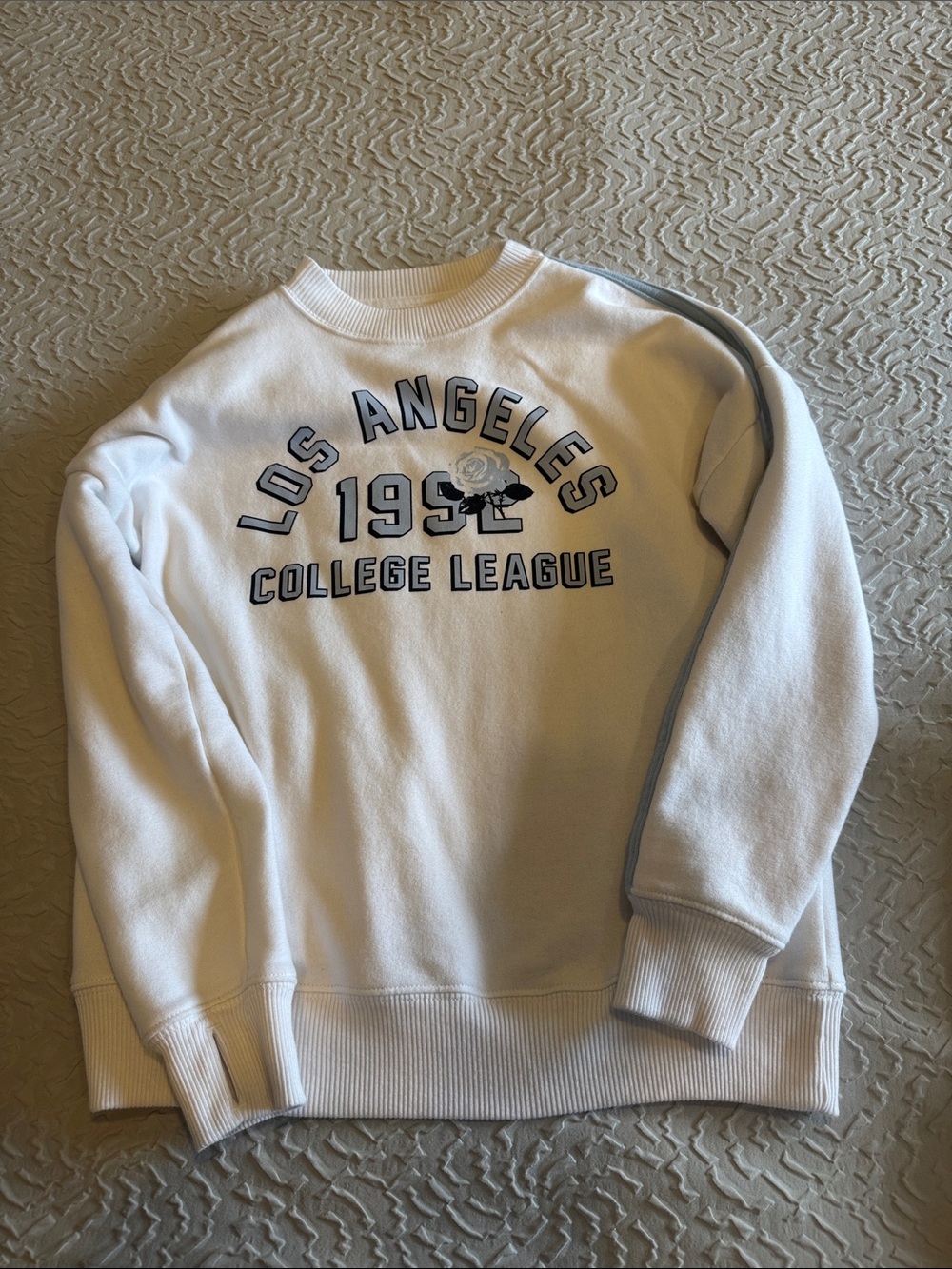 Abercrombie Kids Los Angeles 1991 College League White Crewneck Sweater